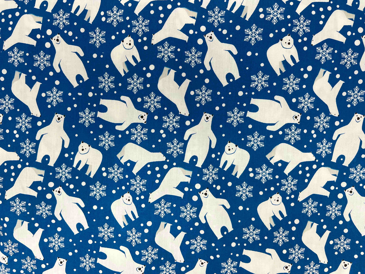 Xmas Polar Bear - Poly/Cotton Printed Fabric - Cheap Fabrics