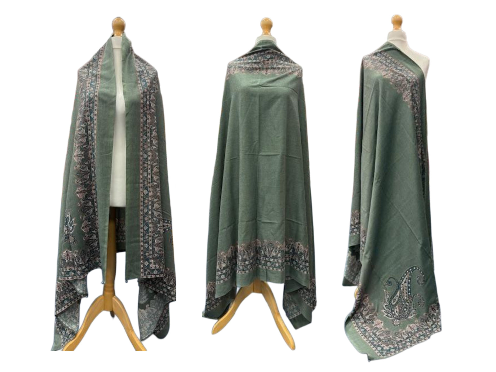 Khaki Green Polyester Blend Shawl - Cheap Fabrics