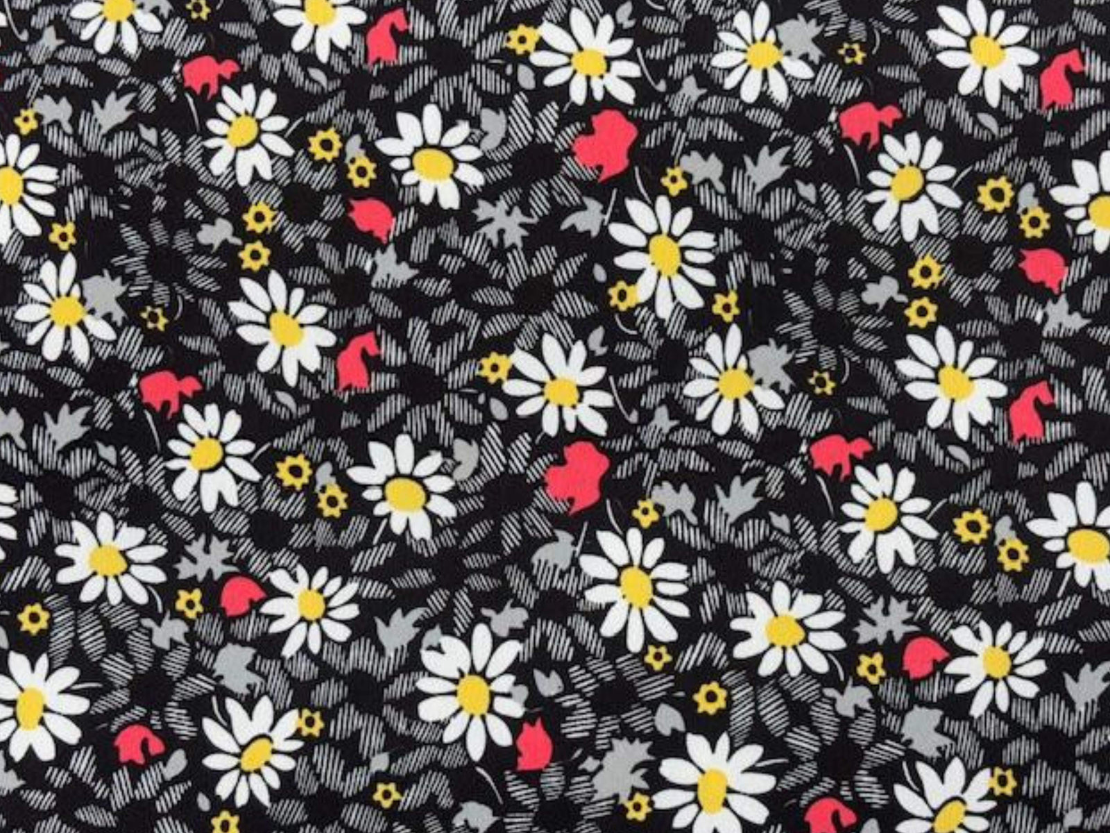 Large Daisies- Printed Crepe - Cheap Fabrics