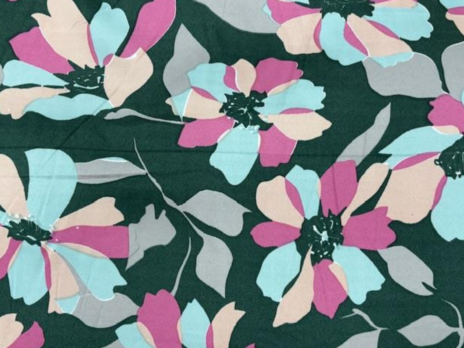 Bloom Block - Printed Crepe Satin (DEFECT) - Cheap Fabrics