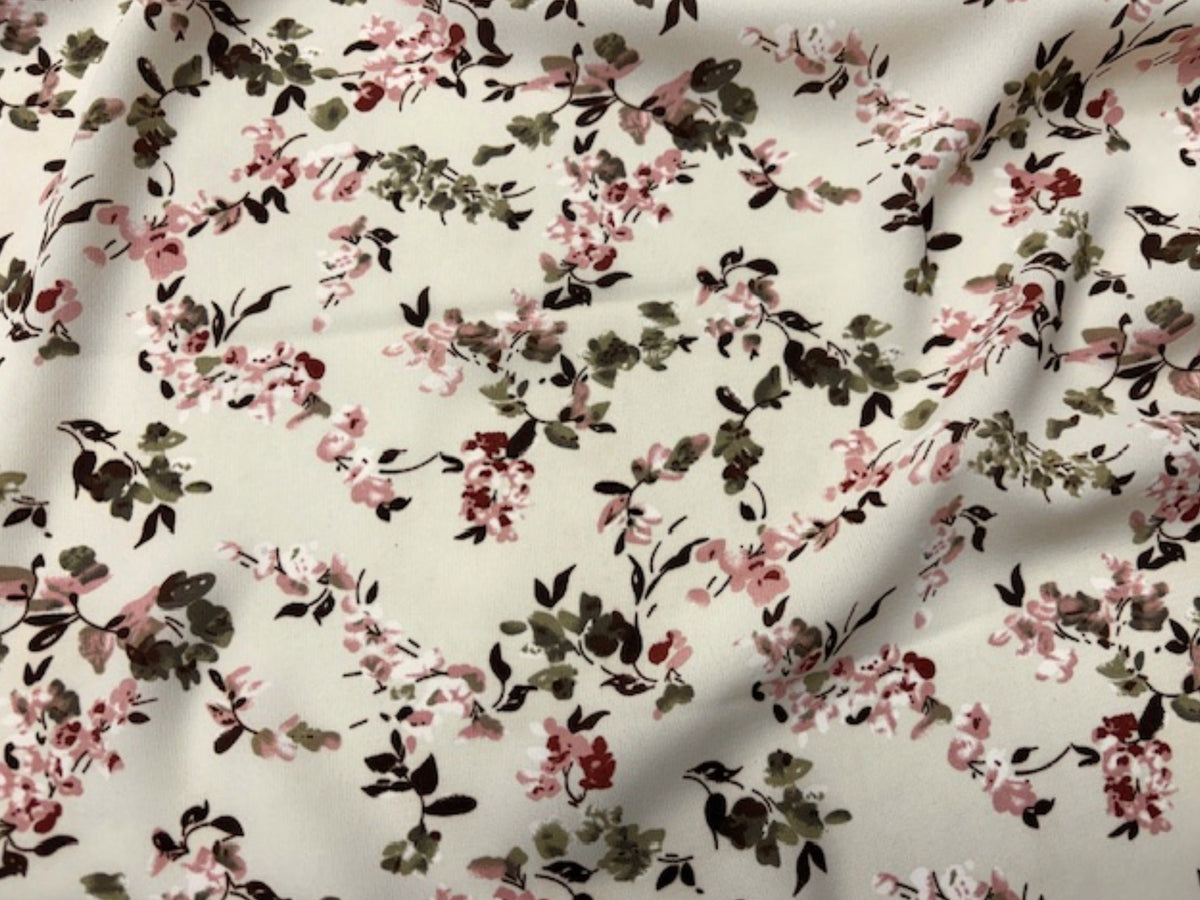 Cream Vine - Printed Crepe Special - Cheap Fabrics