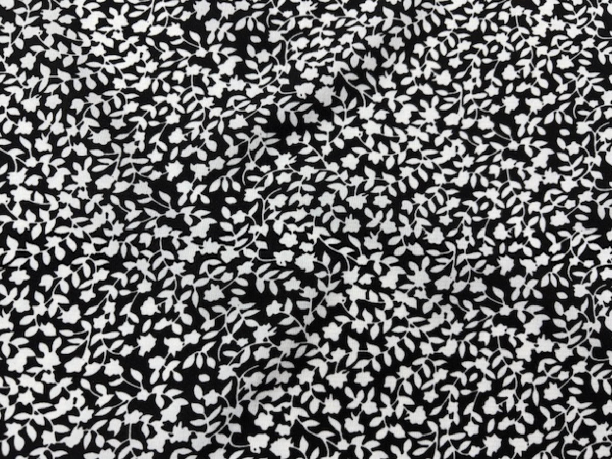 Mono Leaves Print - Printed Crepe Special - Cheap Fabrics