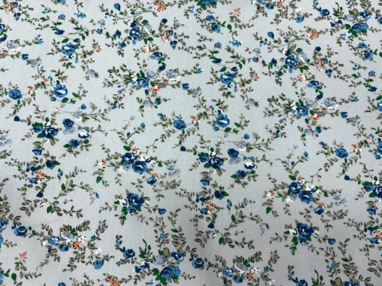 Pale Blue Vine - Printed Crepe Special - Cheap Fabrics