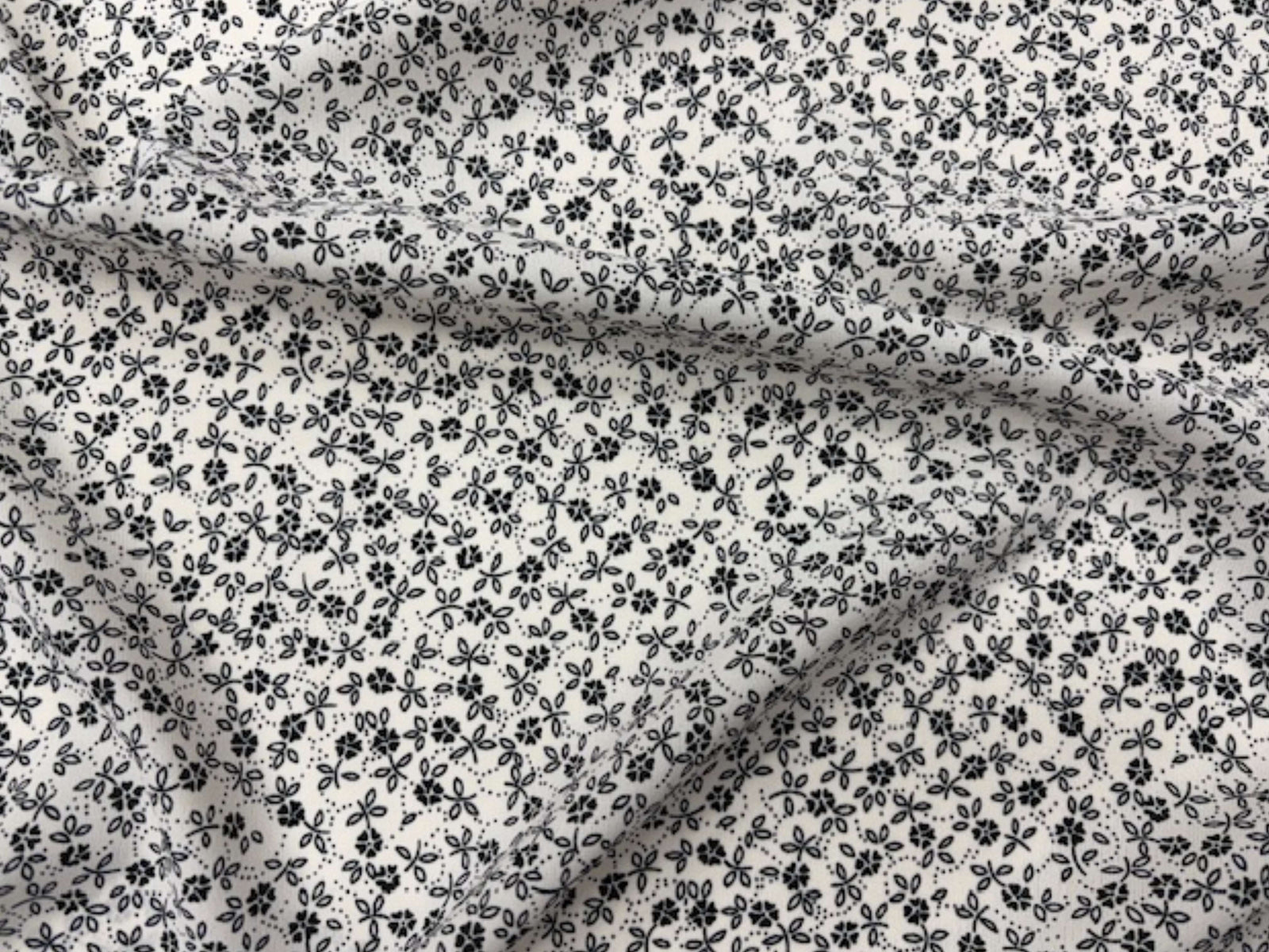 White/Black Ditsy Print - Printed Crepe Special - Cheap Fabrics
