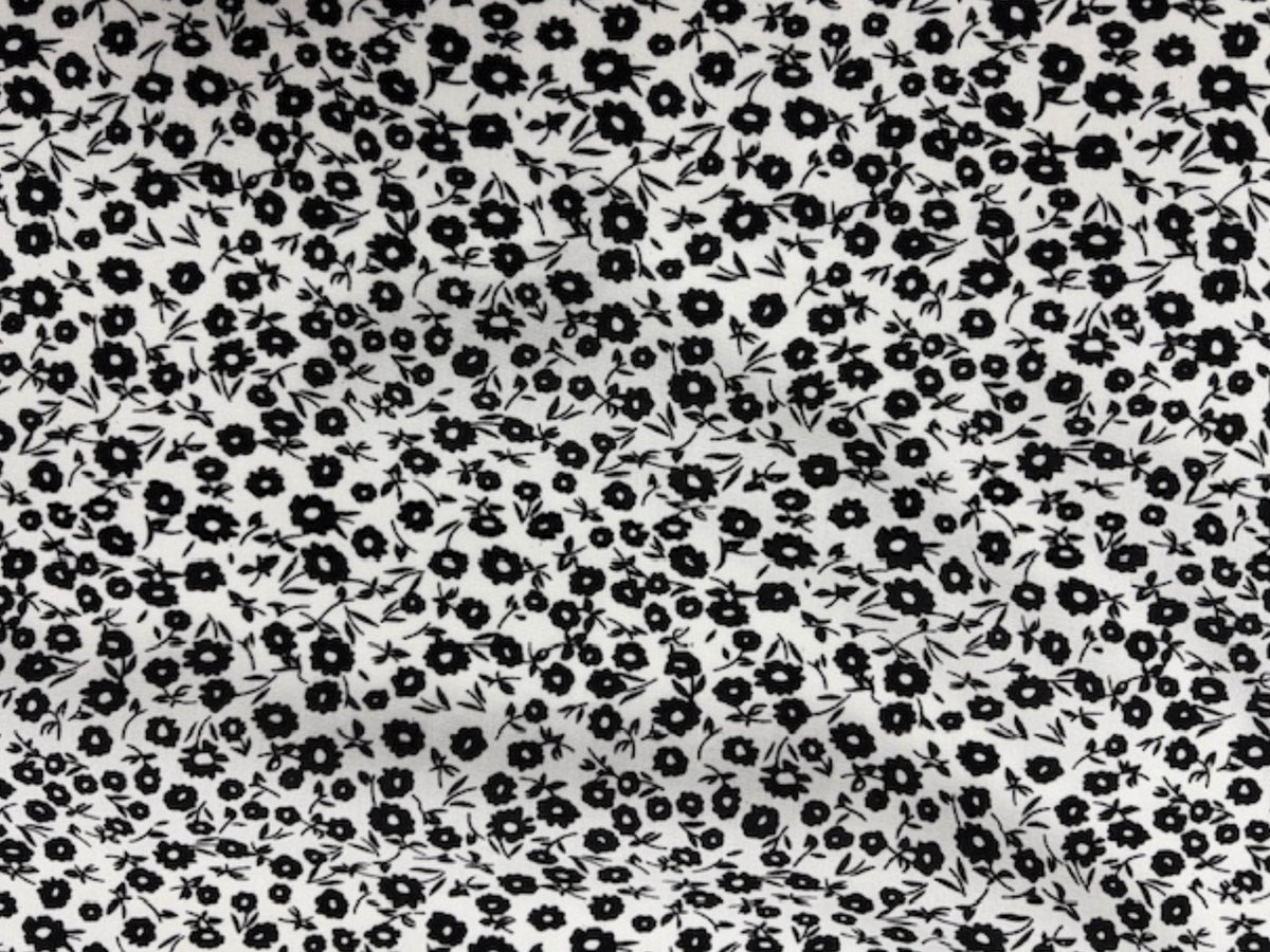 Printed Viscose Fabric - Black/White Ditsy - Cheap Fabrics