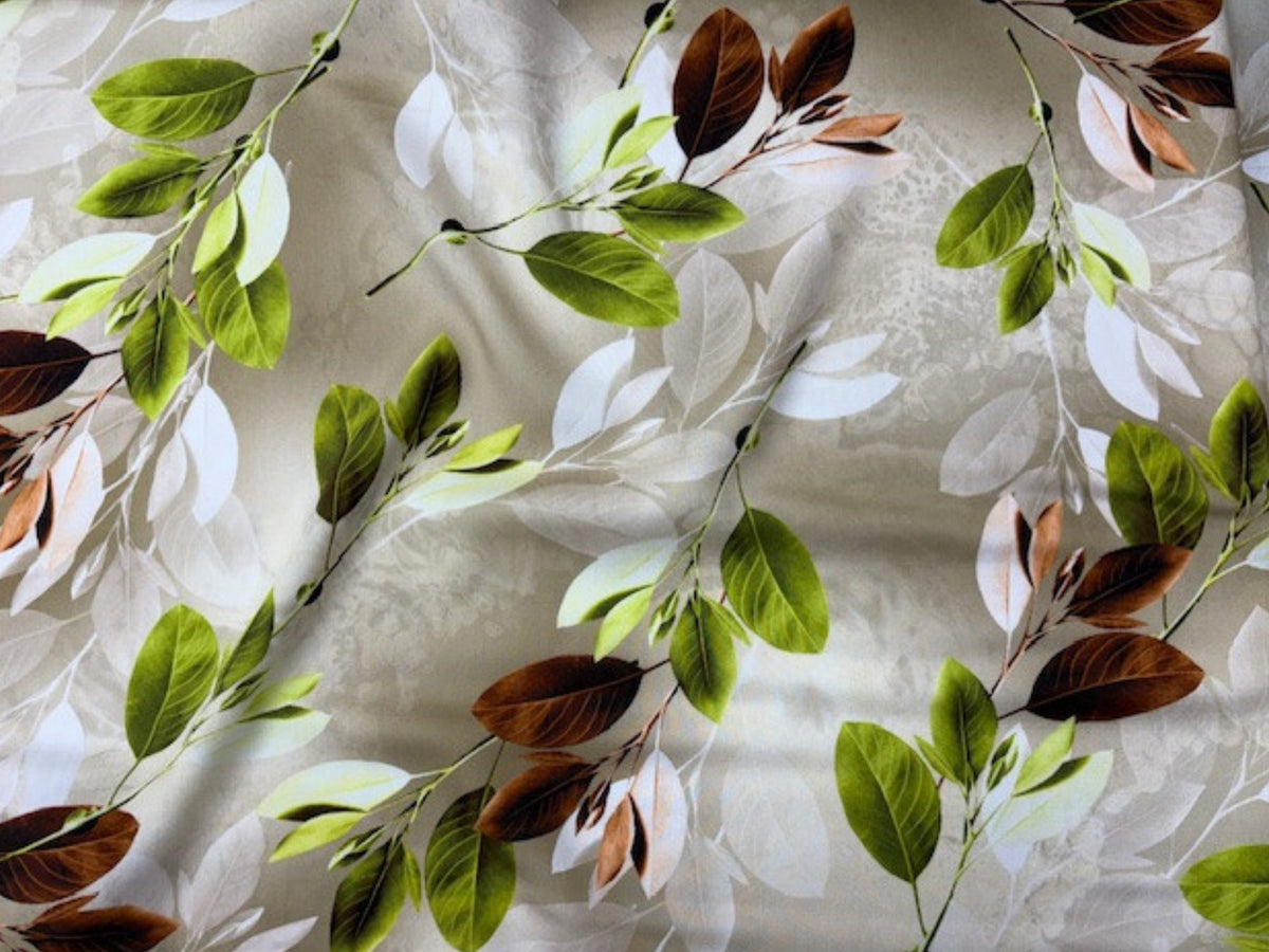 Printed Viscose Fabric - Leaf Design - Cheap Fabrics