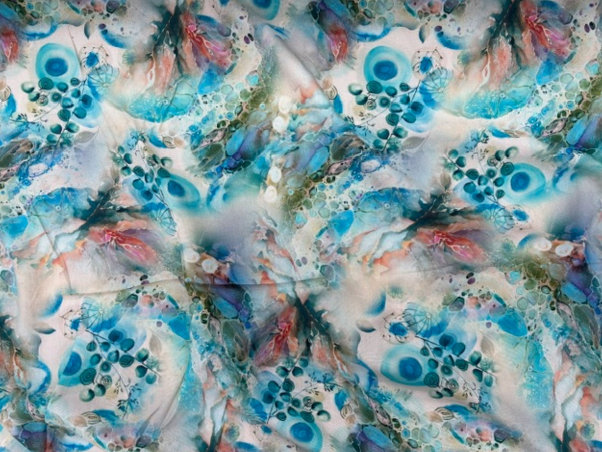 Deluxe Printed Viscose Fabric - Marine