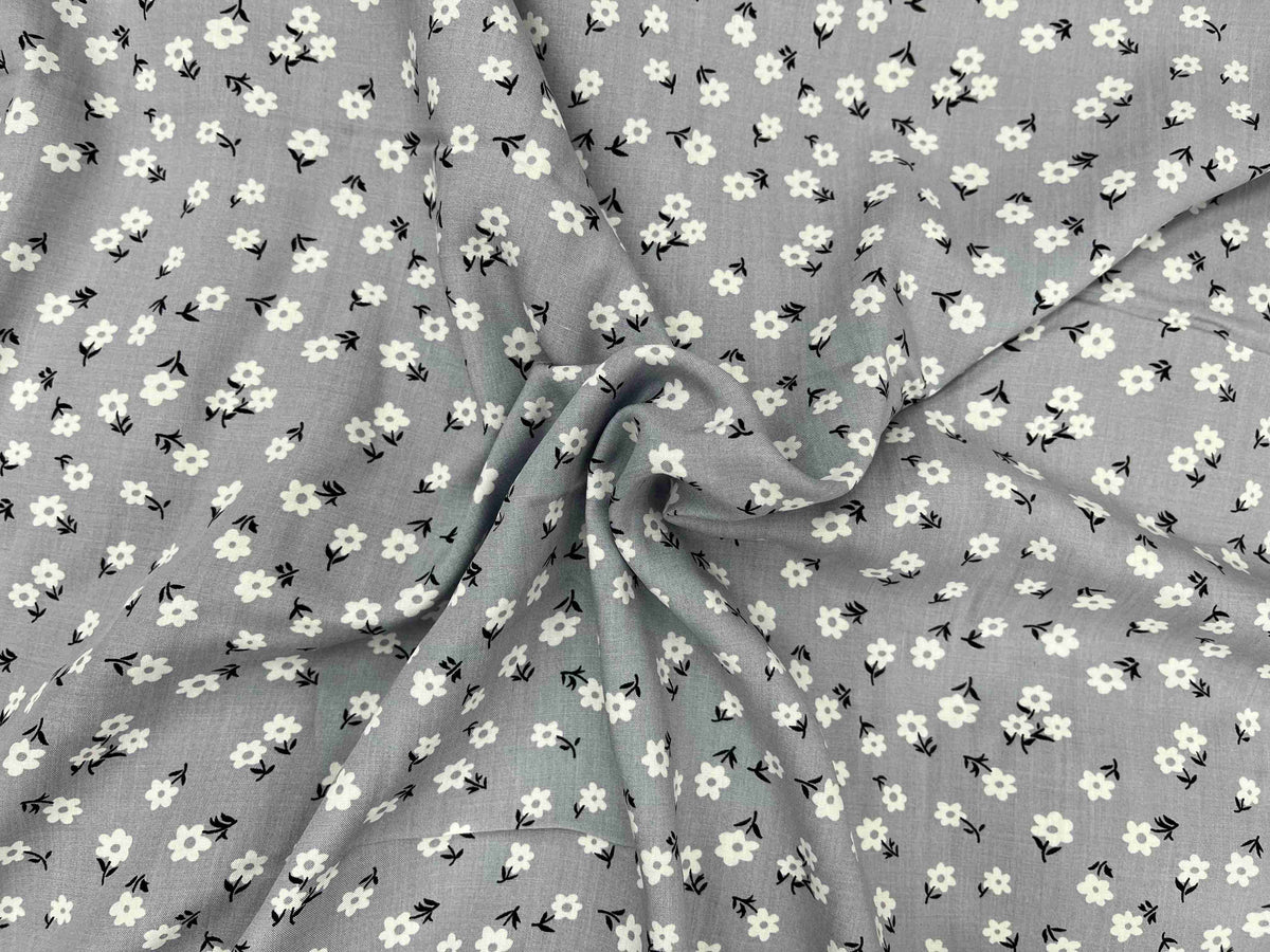 Printed Viscose Fabric - Ditsy Daisy - Cheap Fabrics
