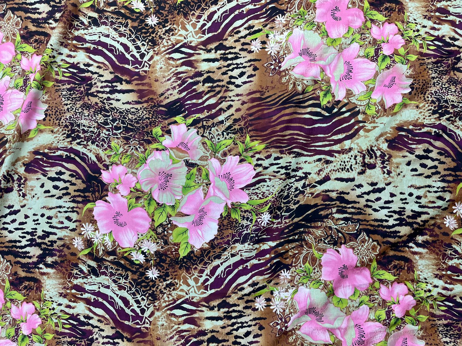 Printed Cotton Silk Fabric - Floral Camo - Cheap Fabrics