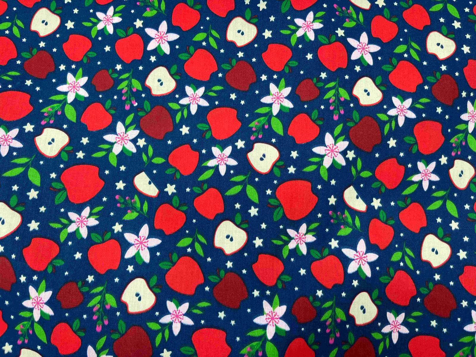 Polycotton Printed Fabric - Apples - Cheap Fabrics