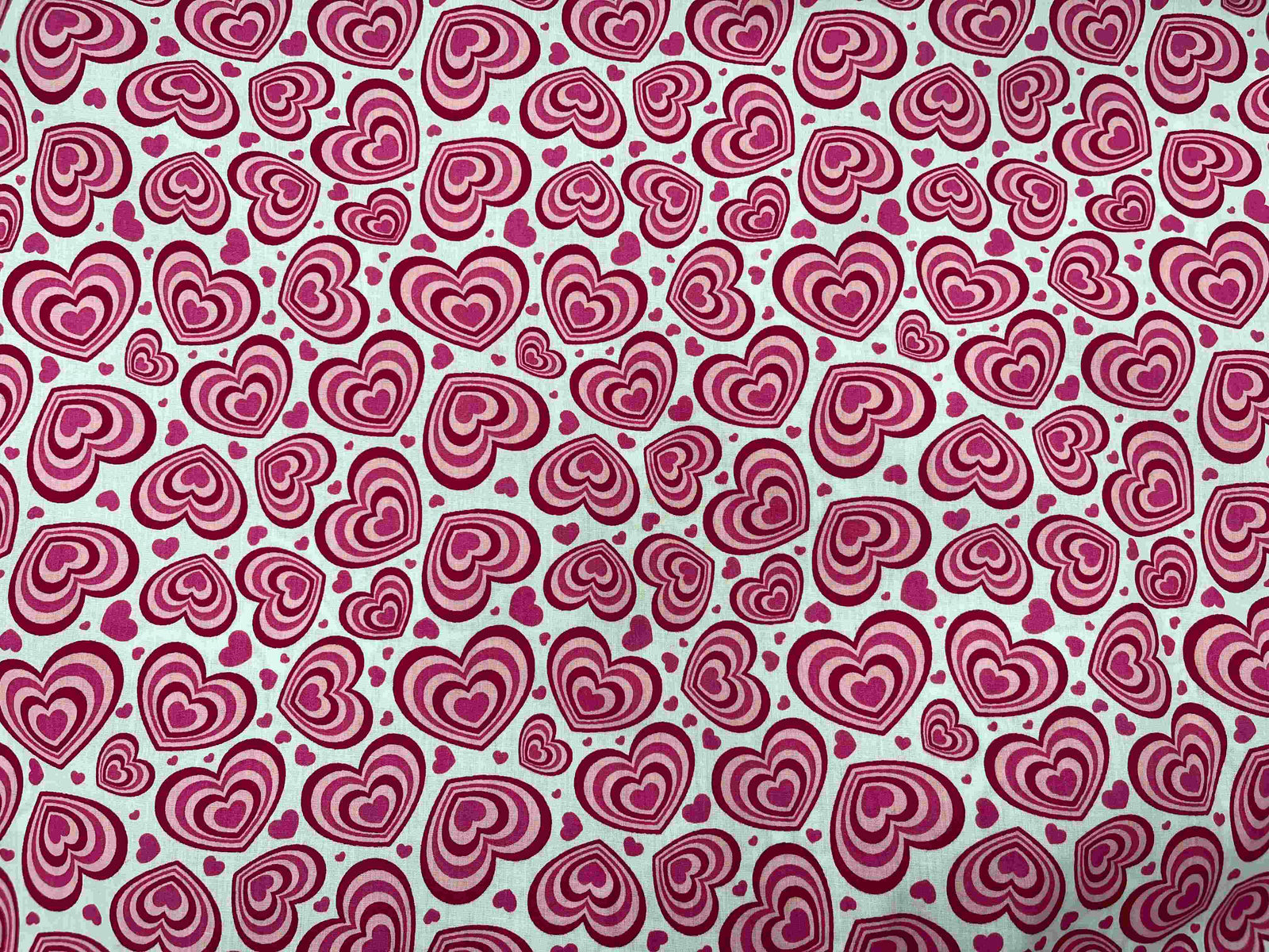 Polycotton Printed Fabric - Pink Hearts - Cheap Fabrics