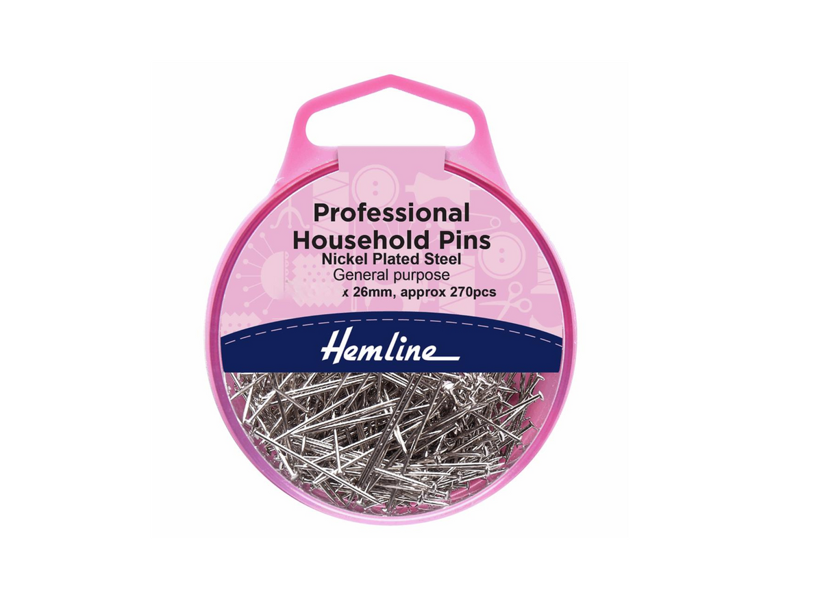 Professional General Purpose Household Pins -  0.70mm x 26mm: Nickel Plated Steel (270 Pieces) - Cheap Fabrics