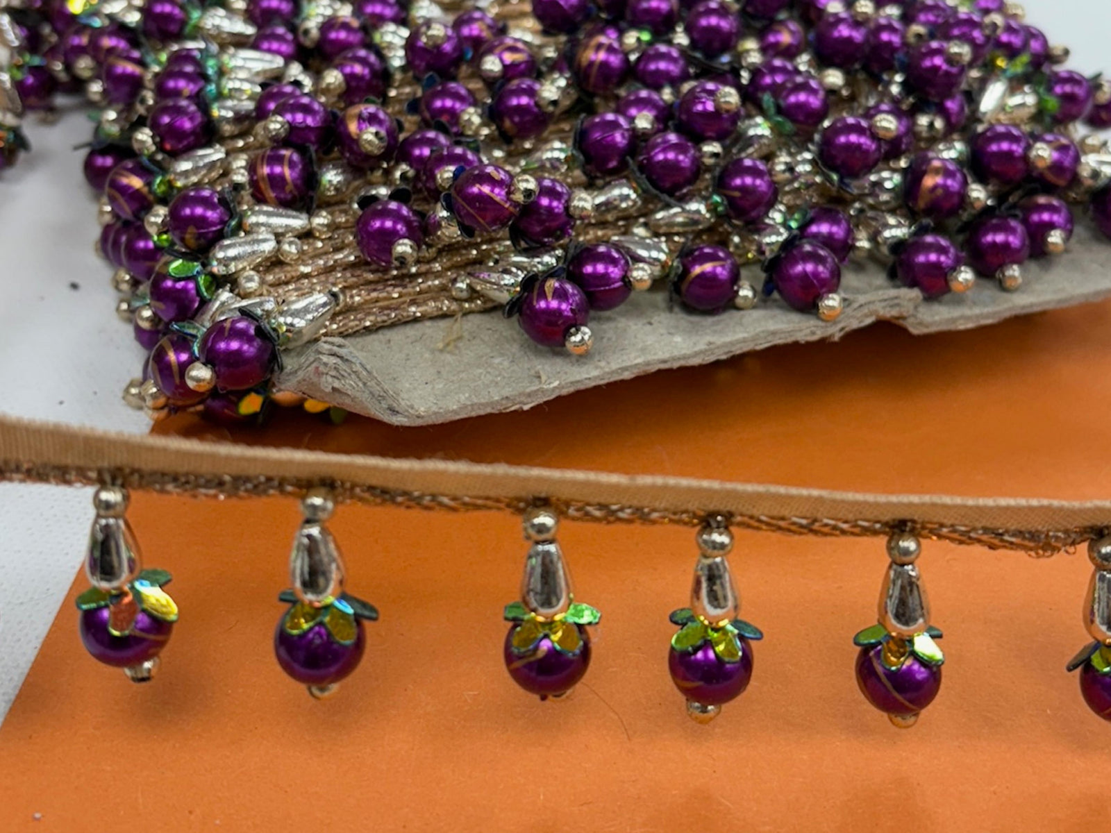 Purple Tone Beaded Trim - (SECONDS) - Cheap Fabrics
