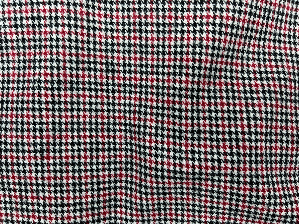 Red and Black Small Houndstooth Wool Blend