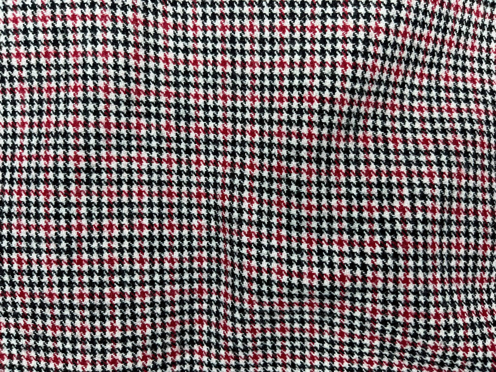 Red and Black Small Houndstooth Wool Blend - Cheap Fabrics