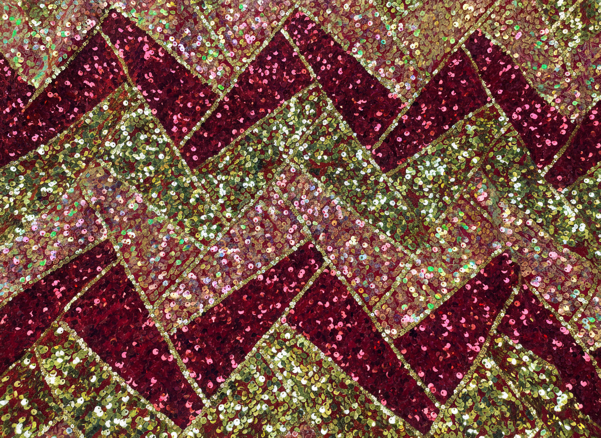 Red Gold Velvet Stitched Sequin Fabric - Cheap Fabrics