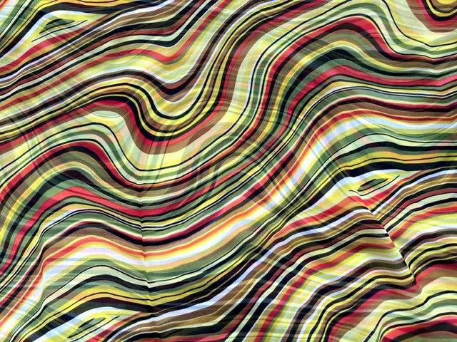 Retro Waves Silk Printed Chiffon - Cheap Fabrics