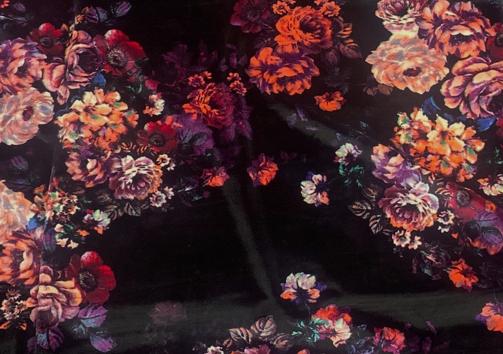 Rose Cluster - Stretch Printed Velvet