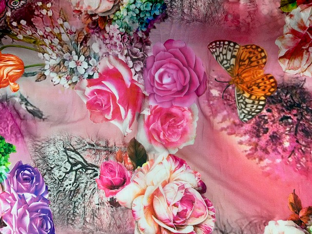 Rose Butterfly - Printed Chiffon