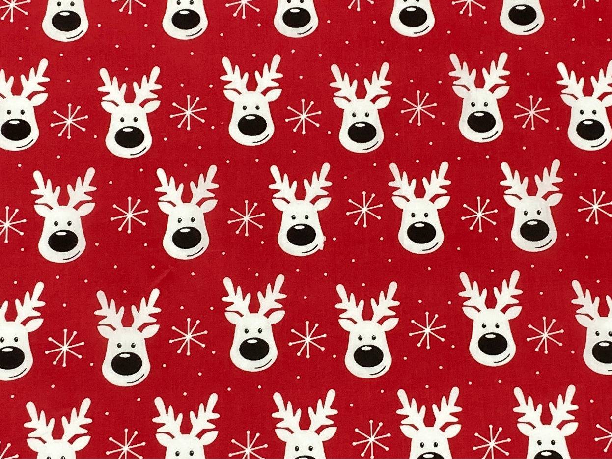 Christmas Rudolph  - Poly/Cotton Print - Cheap Fabrics