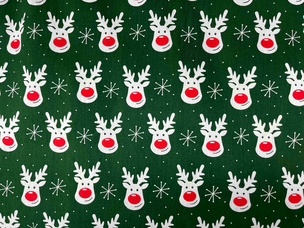 Christmas Rudolph  - Poly/Cotton Print - Cheap Fabrics