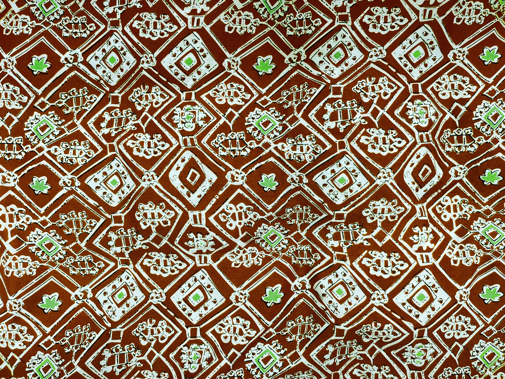 Rust Squares - Clearance Printed Crepe Fabric