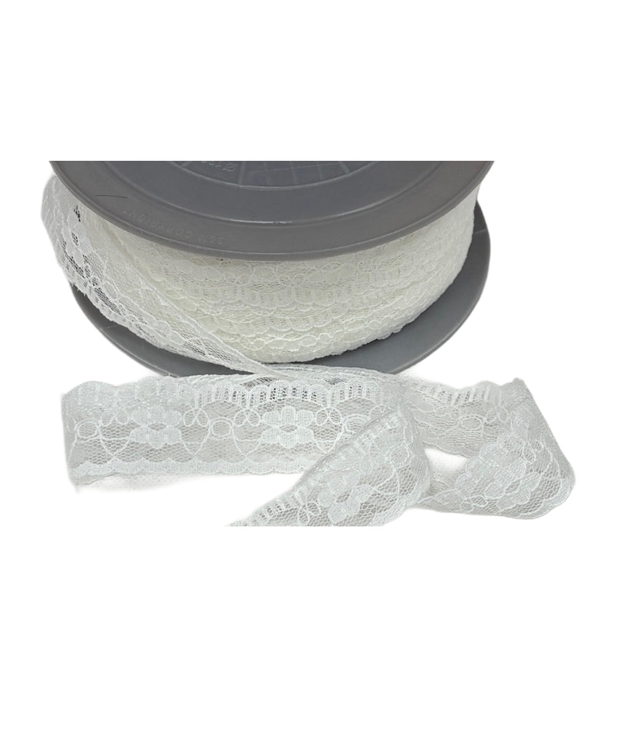 Scalloped Nylon Lace Trim - Small Flowers (25mm)