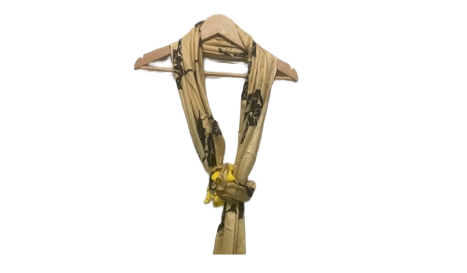 Dark Cream Leaf - Printed Poly Cotton Blend Scarf (DEFECT) - Cheap Fabrics