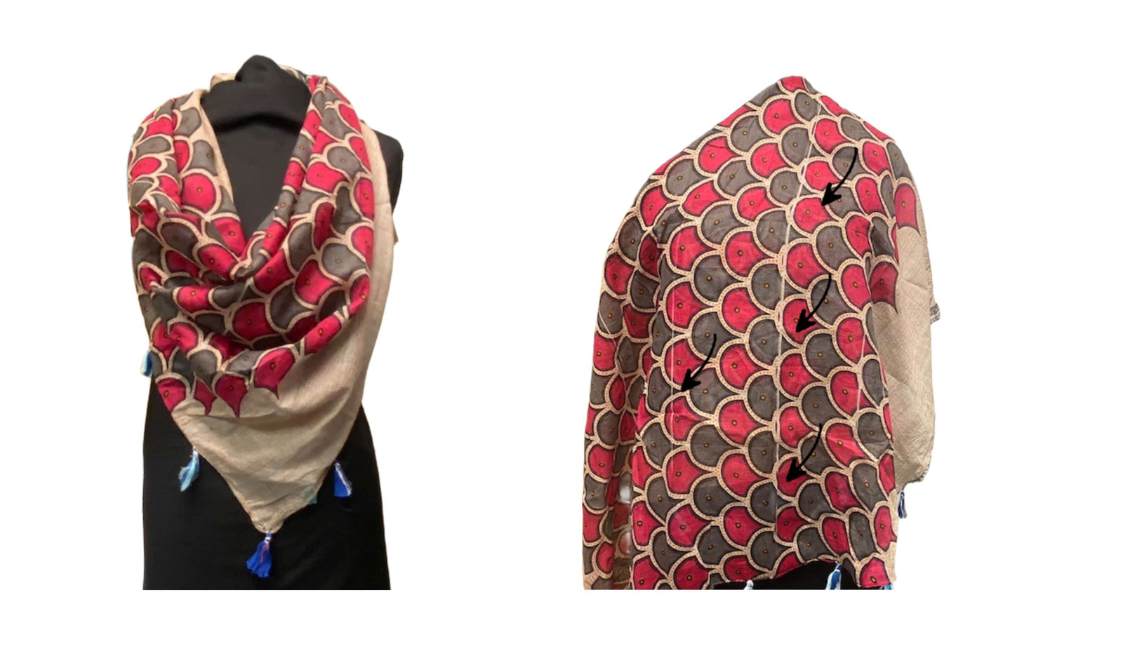 Cerise/Grey Abstract  - Poly Cotton Blend Square Scarf (SECONDS) - Cheap Fabrics