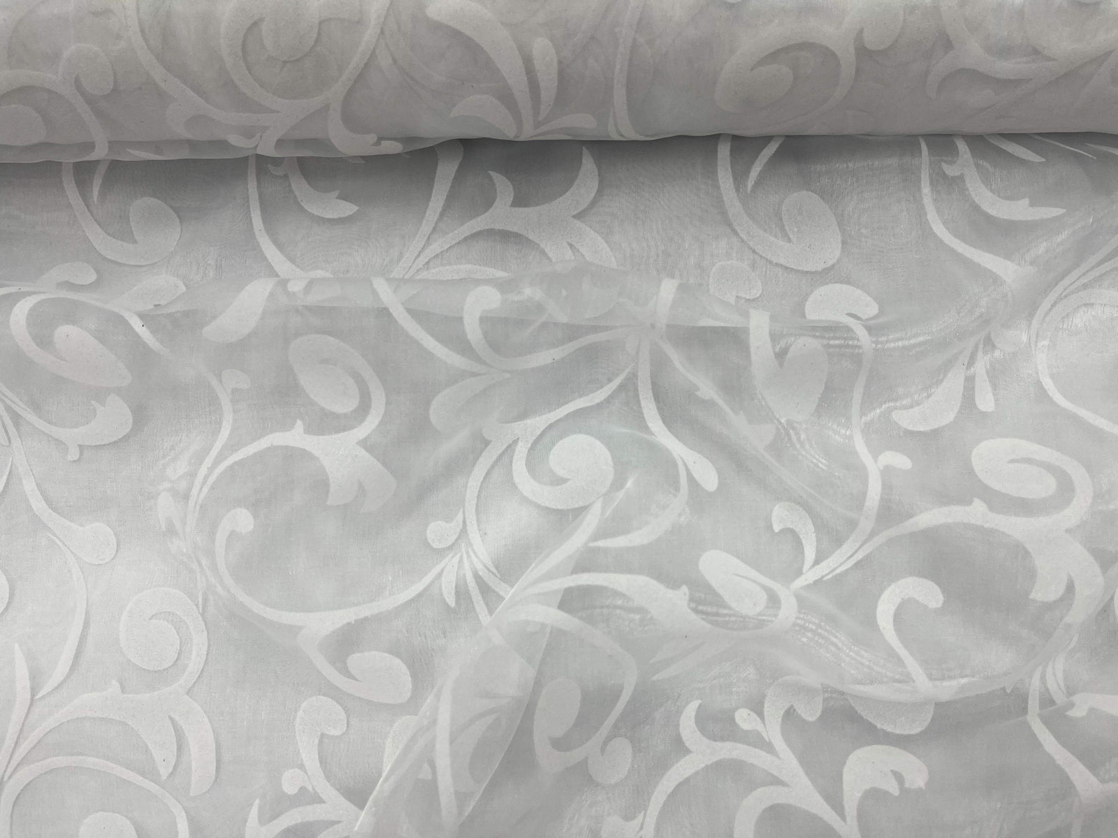 Scroll Flock Organza Fabric - Cheap Fabrics