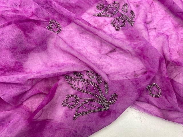Sequin Tie Dye Chiffon CLEARANCE  - DARK CERISE - Cheap Fabrics