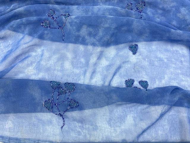 JOB LOT Sequin Tie Dye Chiffon CLEARANCE  - BLUE 2.40 MTR LENGTH  FABRIC - Cheap Fabrics