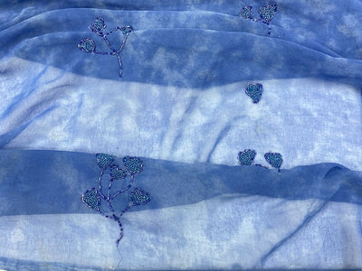 JOB LOT Sequin Tie Dye Chiffon CLEARANCE  - BLUE 2.40 MTR LENGTH  FABRIC