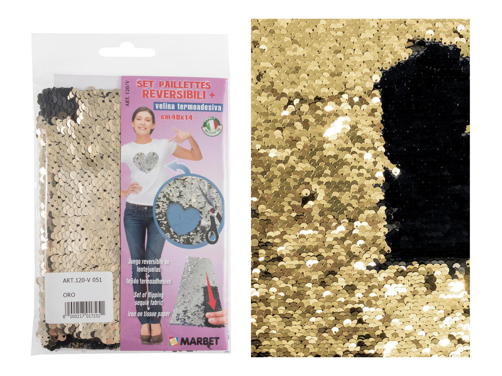 Flip Sequins: Iron-on: 40 x 14cm: GOLD - Cheap Fabrics