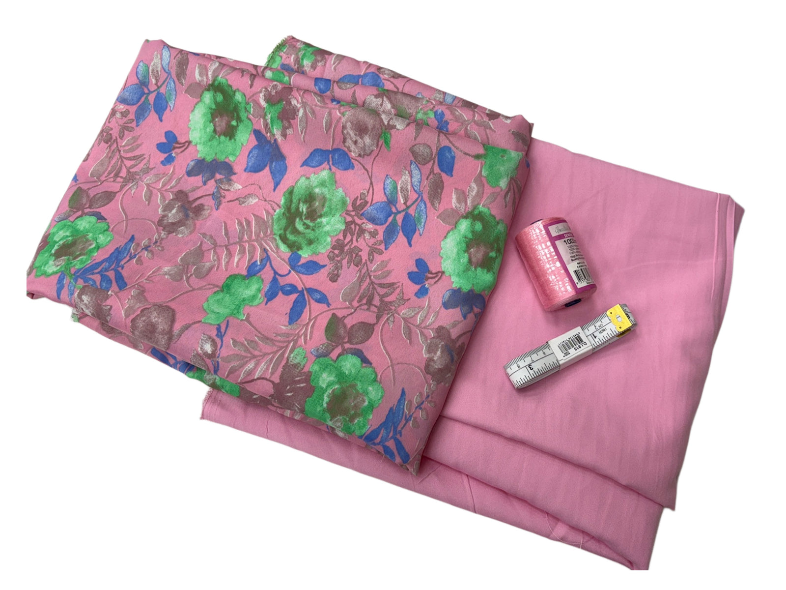 Pink With Green Printed Crepe Sewing Bundle