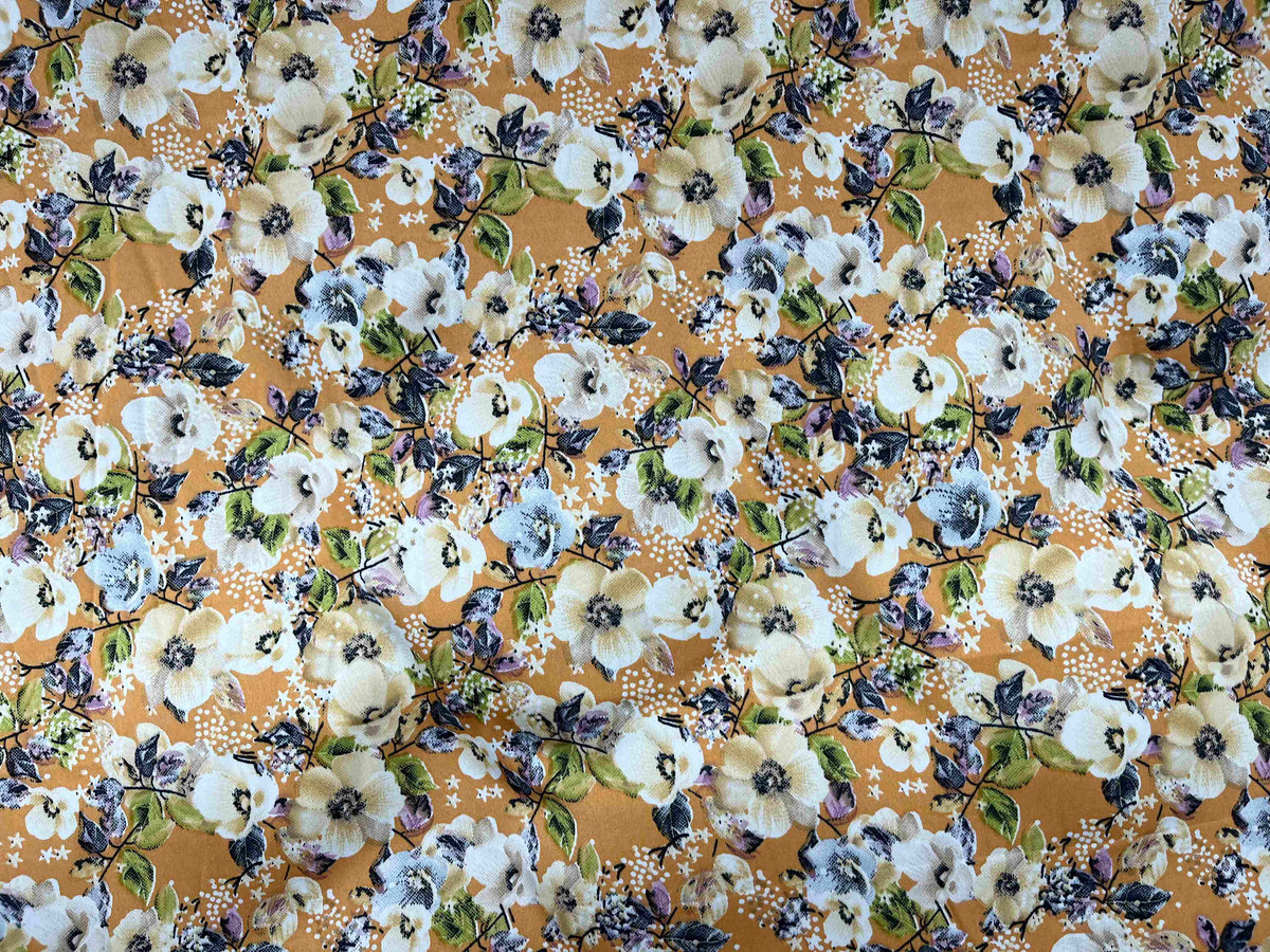 Printed Silky Satin Fabric - All Floral