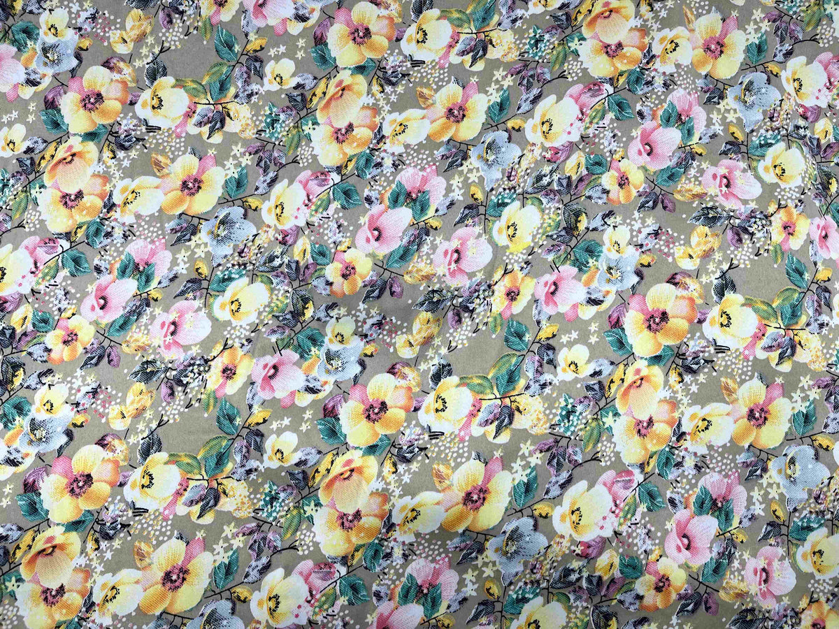Printed Silky Satin Fabric - All Floral