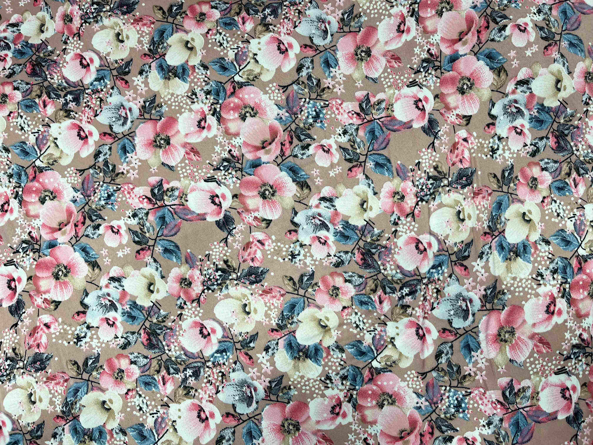 Printed Silky Satin Fabric - All Floral
