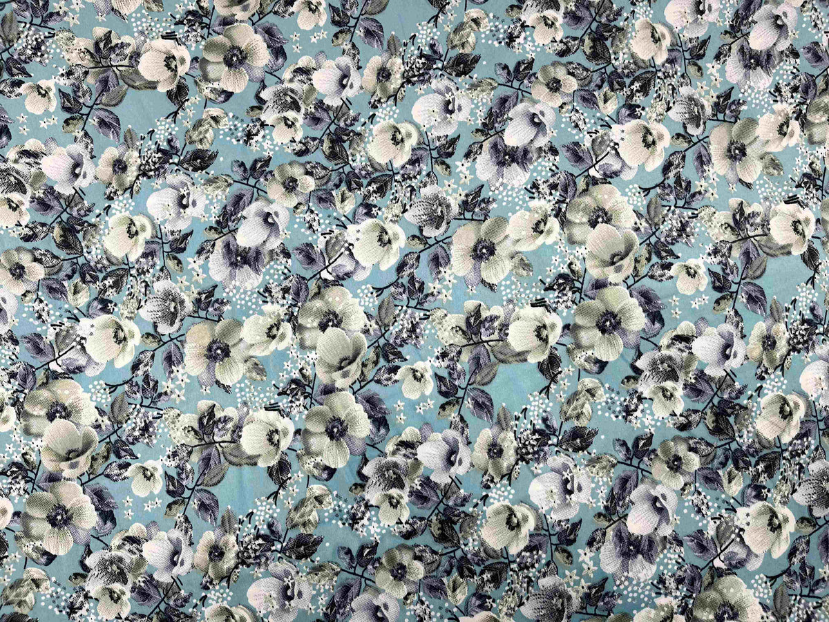 Printed Silky Satin Fabric - All Floral