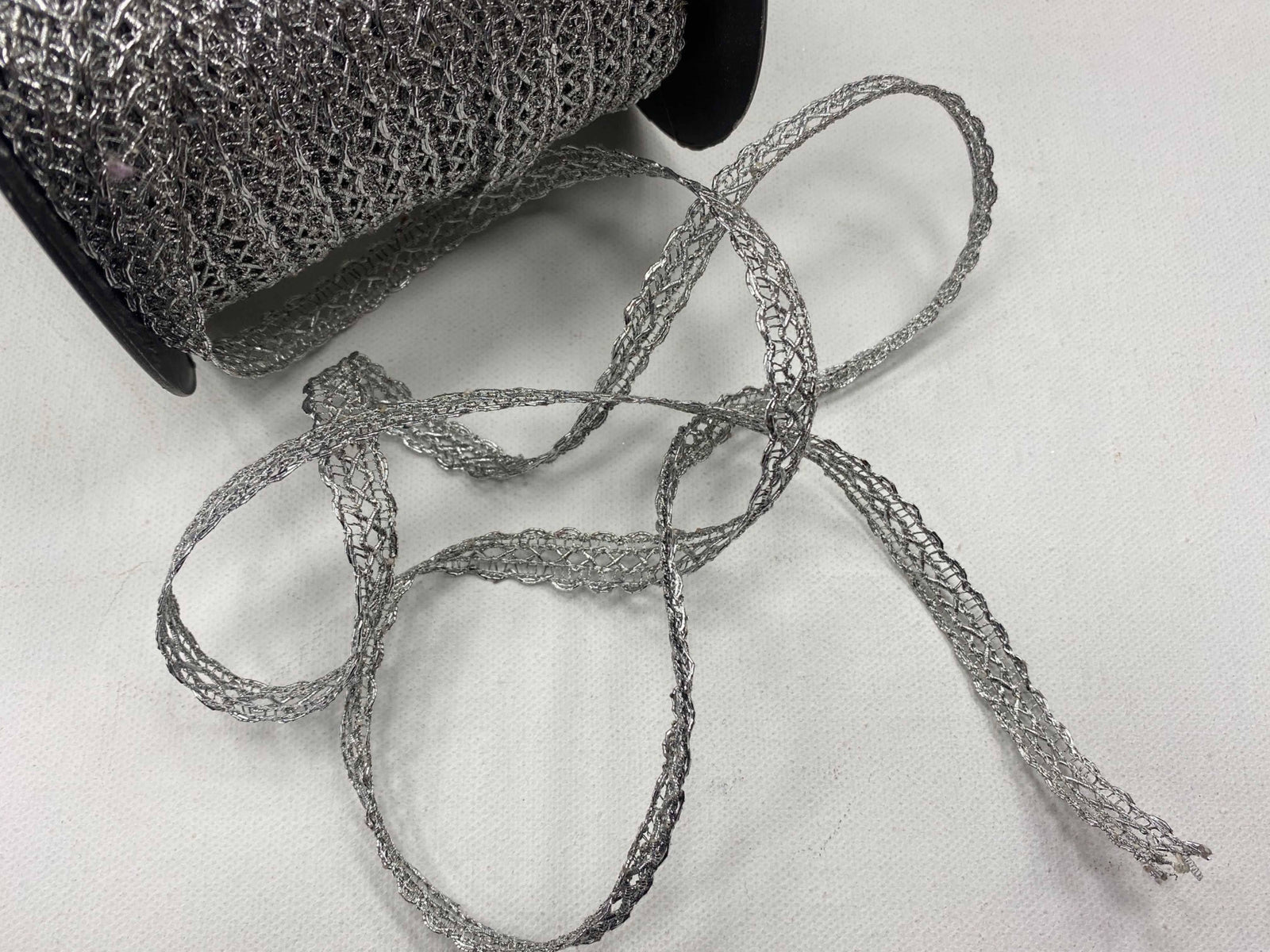 Cross Jack Silver Metallic Trim Ribbon - 10mm - Cheap Fabrics