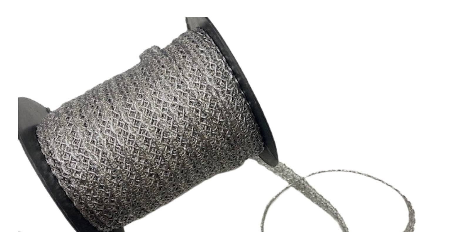 Cross Jack Silver Metallic Trim Ribbon - 10mm - Cheap Fabrics