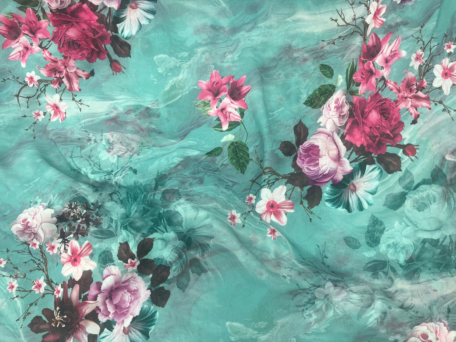 Sketch Floral - Printed Chiffon - Cheap Fabrics