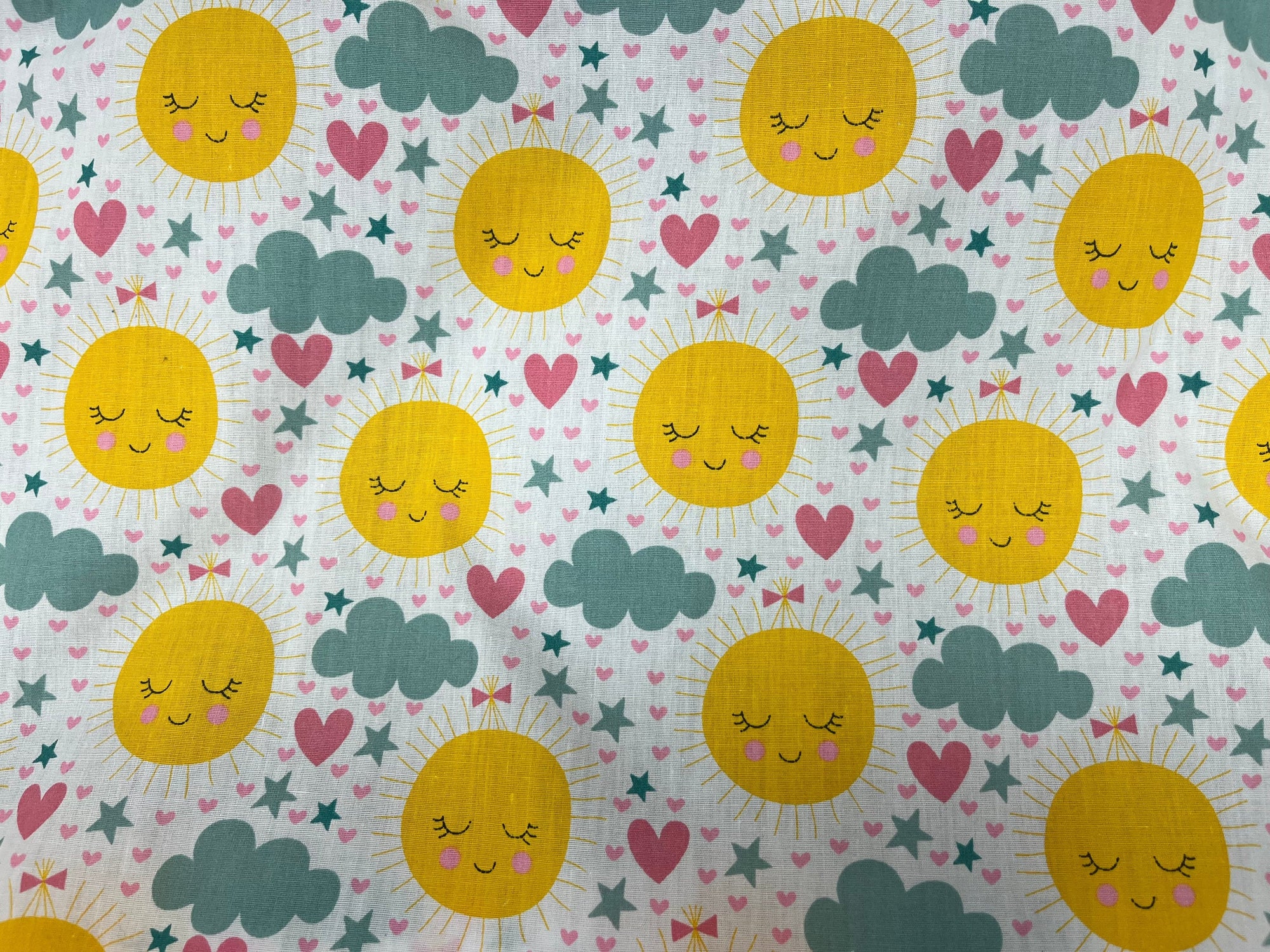 Smiley Sun  - Poly/Cotton Print - Cheap Fabrics