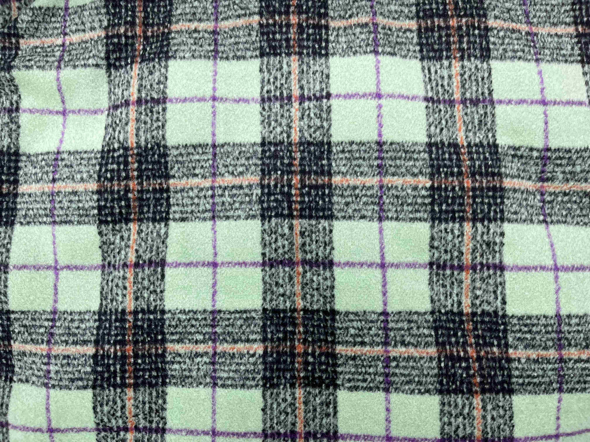 Soft Lime Check Wool Mix Fabric - Cheap Fabrics