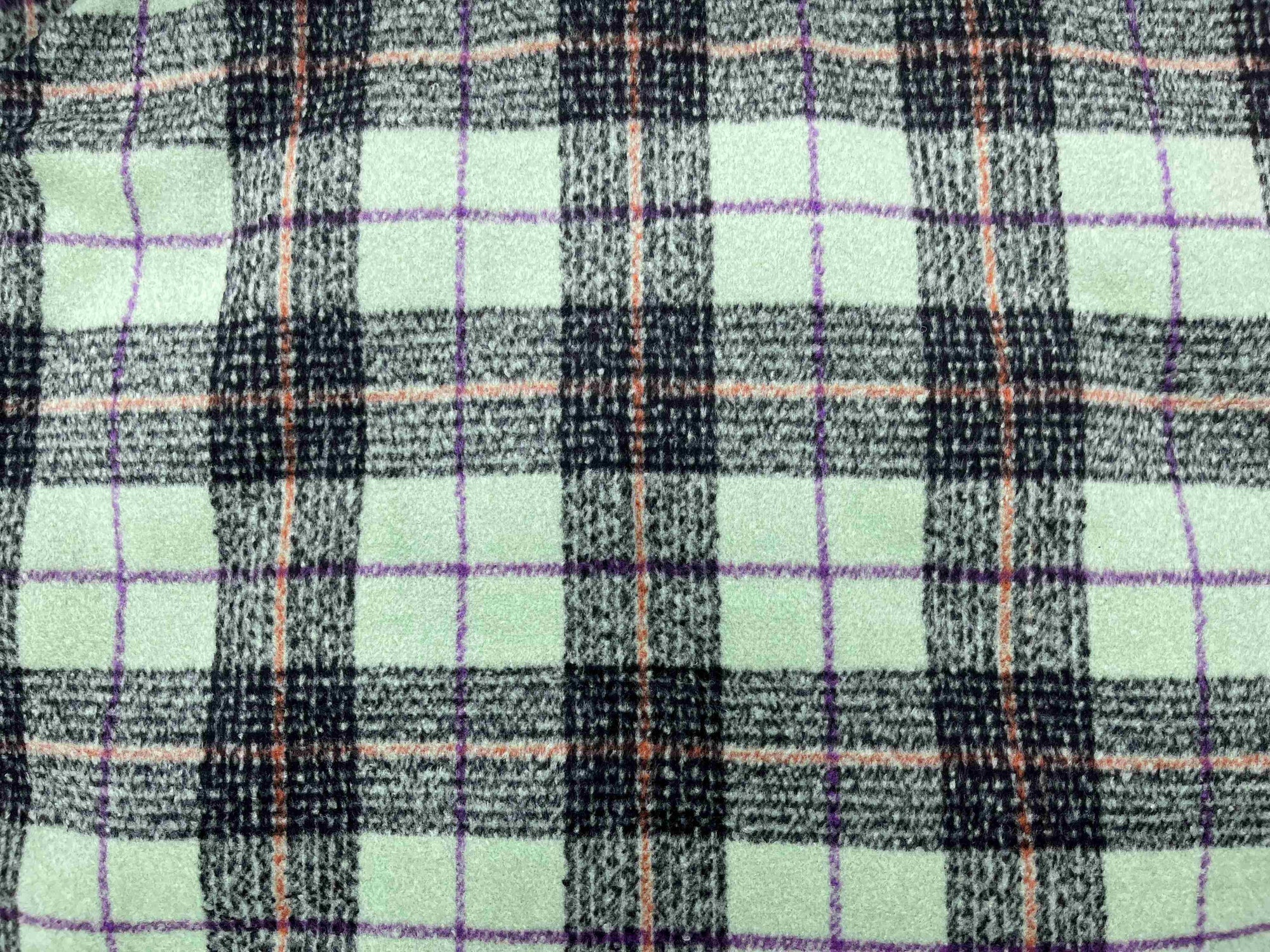 Soft Lime Check Wool Mix Fabric - Cheap Fabrics