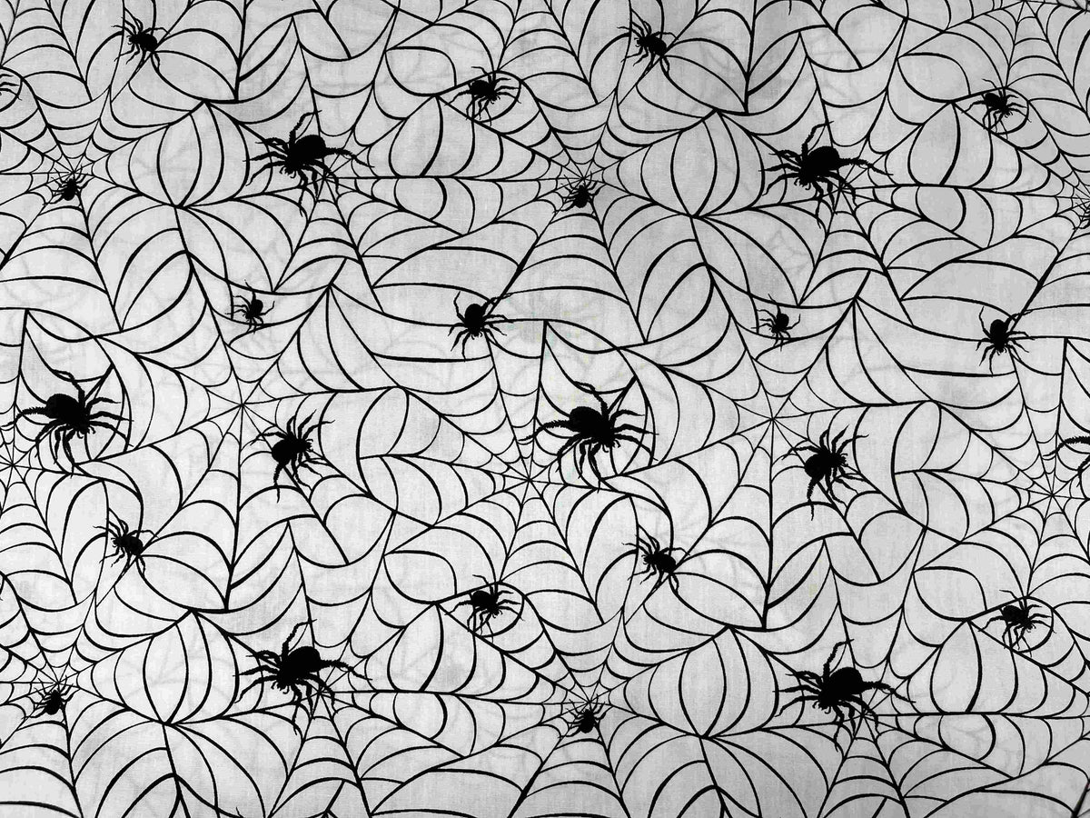 Spider's Web - Halloween Poly/Cotton Print - Cheap Fabrics