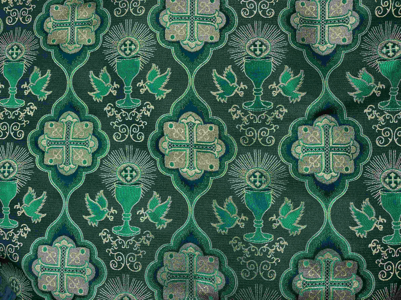 Spiritual Brocade Fabric - Chalice Cross - Cheap Fabrics