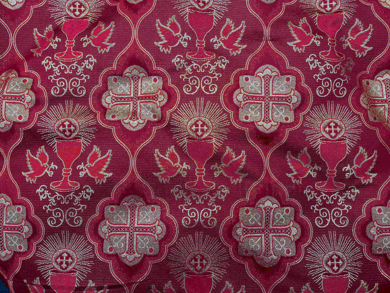 Spiritual Brocade Fabric - Chalice Cross - Cheap Fabrics
