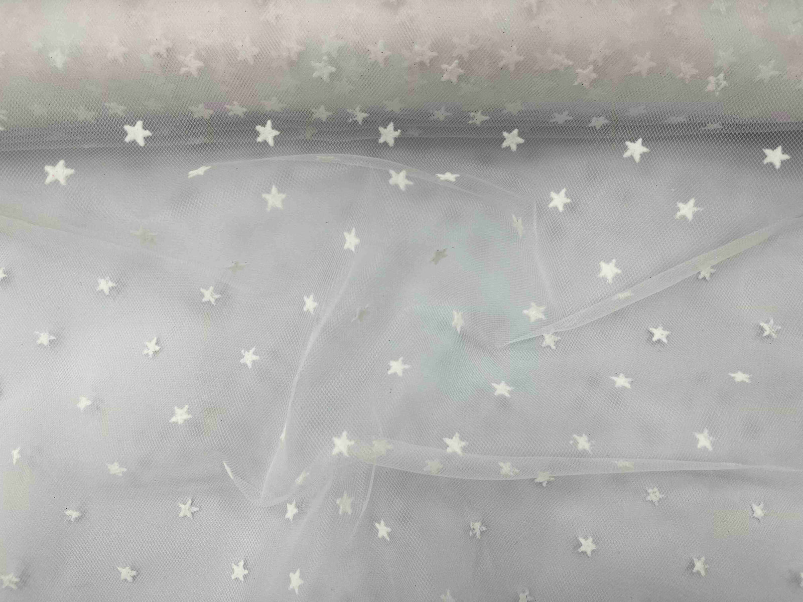 Star - Flock Glitter Tulle - Cheap Fabrics