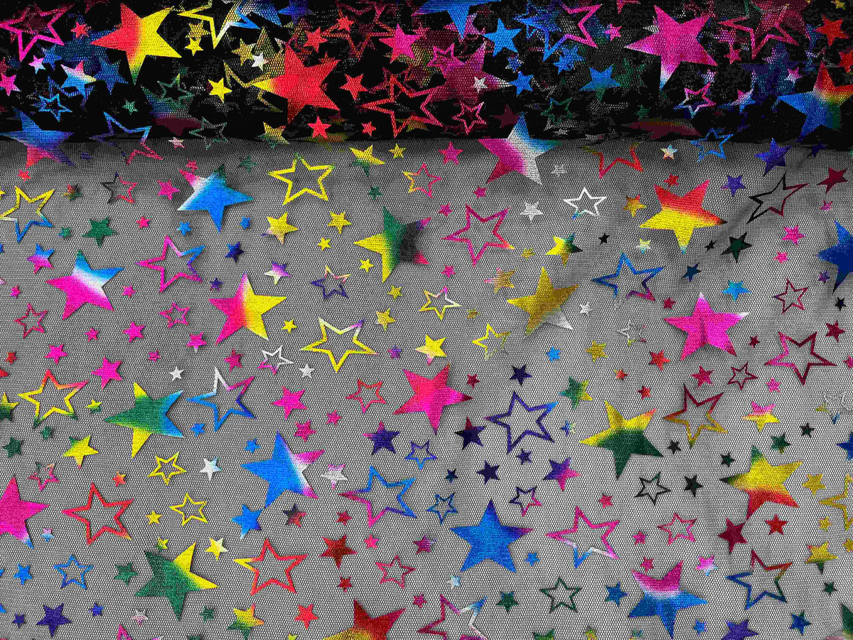 Star Multi Foil Tulle Fabric - Cheap Fabrics